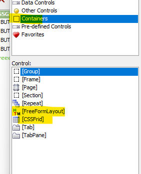 The Add item dialog with the Containers category selected.